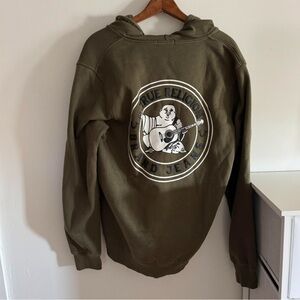 True Religion Green Fleece Hoodie Buddha Logo Men's L Zip Up Sweatshirt